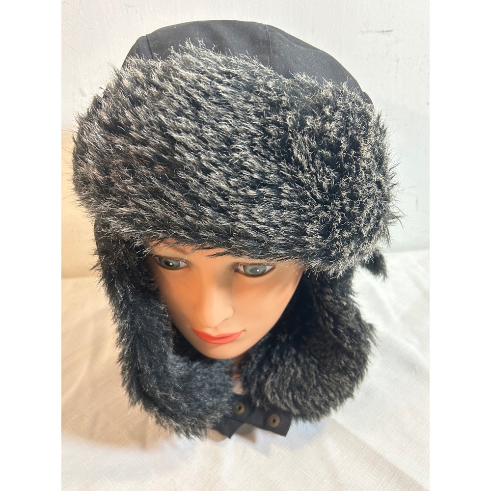 Granule Trapper Hat One Size Black Faux Fur Aviator Ushanka Mens